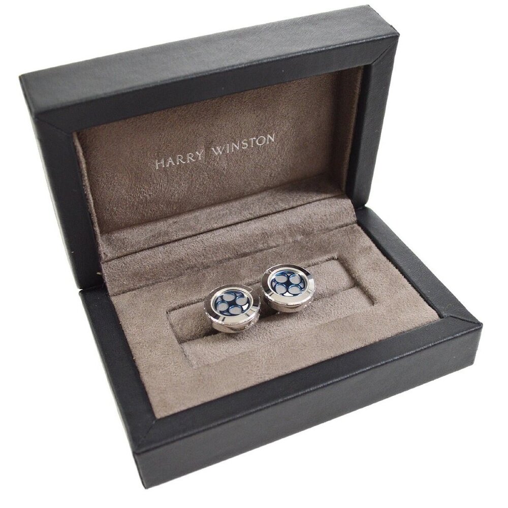 Harry Winston Ocean Cufflinks 750WG 33g Silver Shuriken 34376